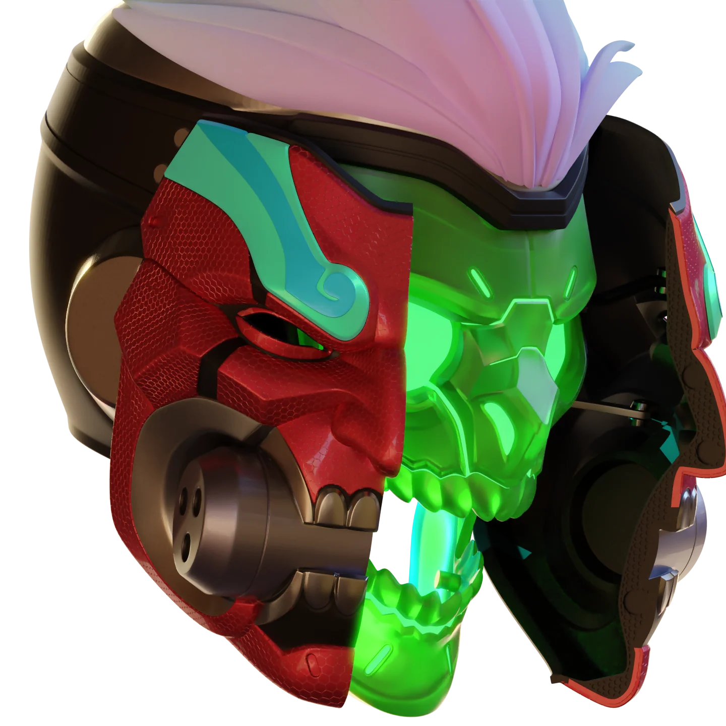Motorized Overwatch Cyberdemon Genji Helmet 3D Print Model - Image 3